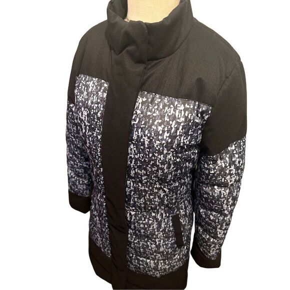Fabletics Waco Confetti Print Puffer Winter Coat Jacket Black Grey Womens XS - Picture 6 of 13